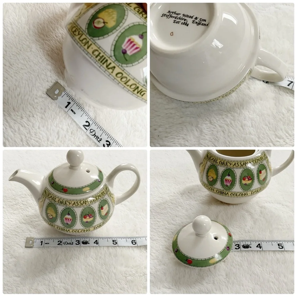 Arthur Wood England Small Teapot Earl Grey Assam Tea Motif Vintage